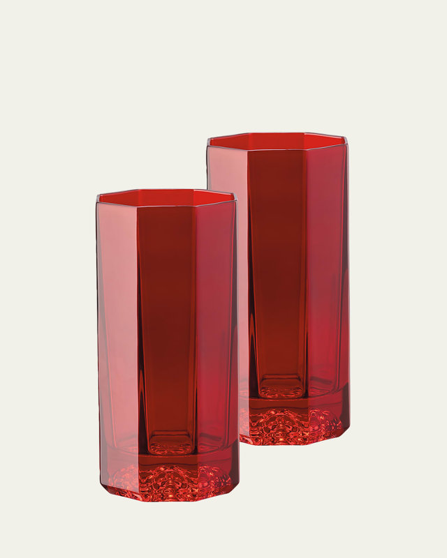 Medusa Lumiere Red Long Drinking Glasses, Set of 2